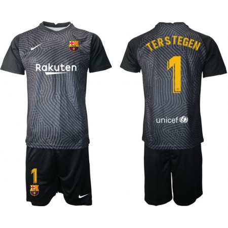 Billiga Fotbollströjor FC Barcelona Målvakt TER Stegen 1 Barn tröja 2020/21 M004 Kortärmad